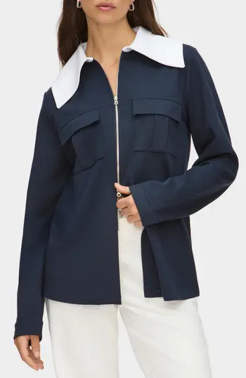 ALIGNE Tam Ponte Contrast Collar Jacket in Navy at Nordstrom Rack, Size 6 | Nordstrom Rack