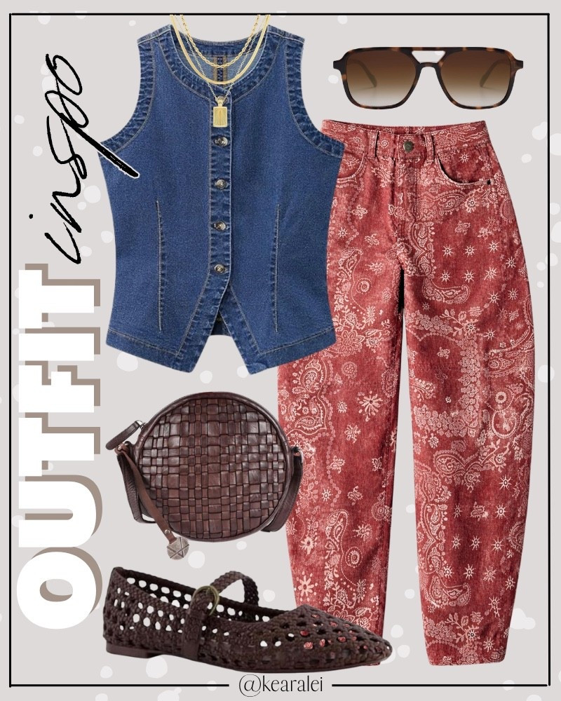 Spring outfits 2026 summer outfits Memorial Day outfit Fourth of July outfits 4th of July cool mom outfit Amazon fashion red bandana print paisley pattern barrel jeans free people denim pocket pants bandana Pants Women Baggy Y2K Cargo Pants High Waisted Wide Leg jeans denim dark wash button up denim vest sleeveless shirt denim tank top dark brown woven ballet flats Mary Jane shoes mesh flats with brown genuine leather woven round purse carry all bag bum bag purse crossbody aviator sunglasses gold necklaces chain necklace || #amazon #outfit #walmart #spring #summer #freepeople #barrel #affordable #vest
.
.
.

Fitness Wear, Activewear, exercise outfit, workout leggings, sports bra, Lulu lemon, free people motion active athleisure Amazon fashion, teacher outfits, business casual, casual outfits, neutrals, street style, Midi skirt, Maxi Dress, Swimsuit, Bikini, Travel, skinny Jeans, Puffer Jackets, Concert Outfits, Cocktail Dresses, Sweater dress, Sweaters, cardigans Fleece Pullovers, hoodies, button-downs, Oversized Sweatshirts, Jeans, High Waisted Leggings, dresses, joggers, fall Fashion, winter fashion, leather jacket, Sherpa jackets, Deals, shacket, Plaid Shirt Jackets, apple watch bands, lounge set, Date Night Outfits, Vacation outfits, Mom jeans, shorts, sunglasses, Disney outfits, Romper, jumpsuit, Airport outfits, biker shorts, Weekender bag, plus size fashion, Stanley cup tumbler Target, Abercrombie and fitch, Amazon, Shein, Nordstrom, H&M, forever 21, forever21, Walmart, asos, Nordstrom rack, Nike, adidas, Vans, Quay, Tarte, Sephora, lululemon, free people, j crew jcrew factory, old navy

#LTKootd #LTKSeasonal #LTKSaleAlert