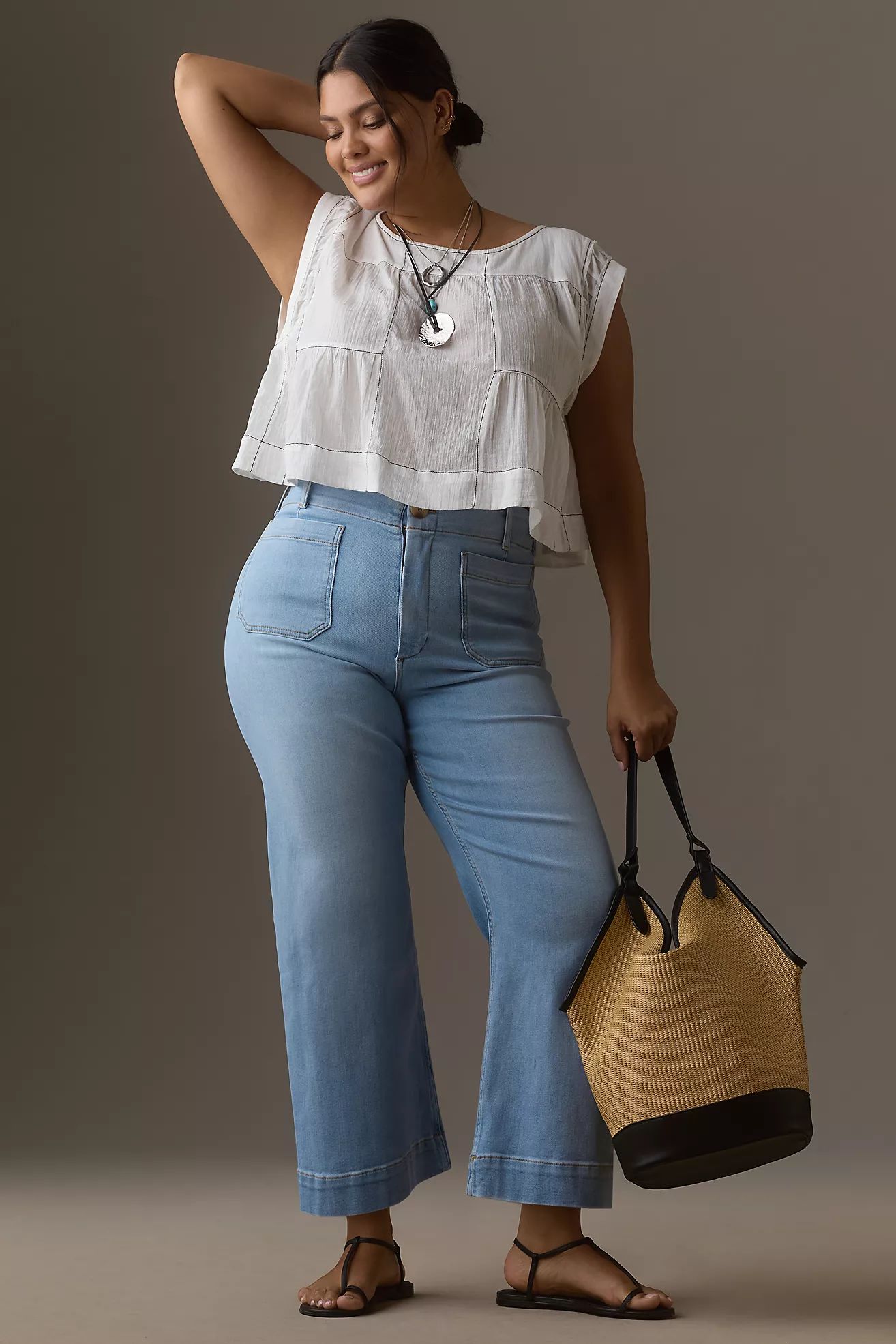 The Colette Denim Cropped Wide-Leg Jeans by Maeve | Anthropologie (US)