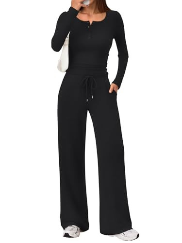 Trendy Queen Women's 2 Two Piece Matching Lounge Sets Fall Winter Airport Fashion Outfits Sweater Wide Leg Pants Sweat Suit Travel Cute Old Momey Clothes Casual Workout Sweatsuit Loungewear 2026 | Amazon (US)