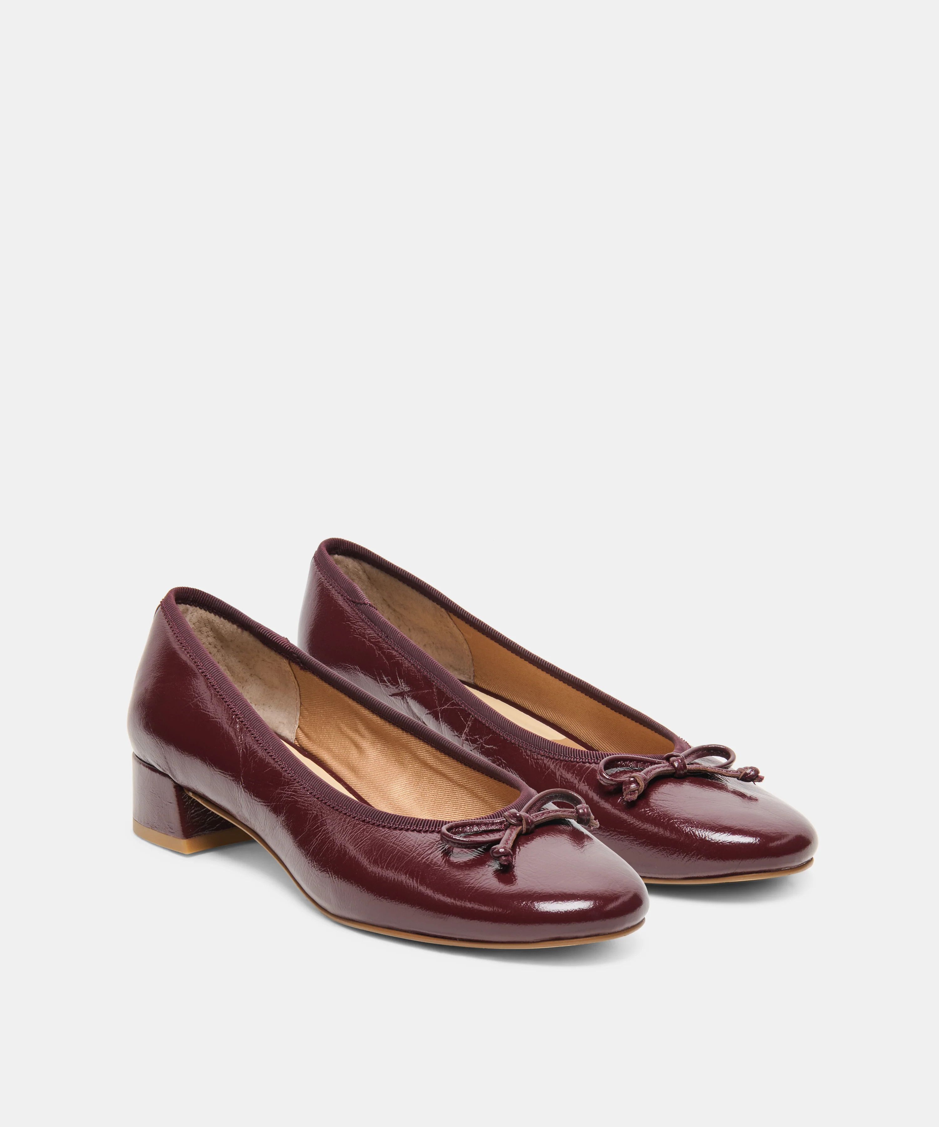 RITLA MID Cranberry Leather Ballet Block Heels | Dolce Vita | DolceVita.com
