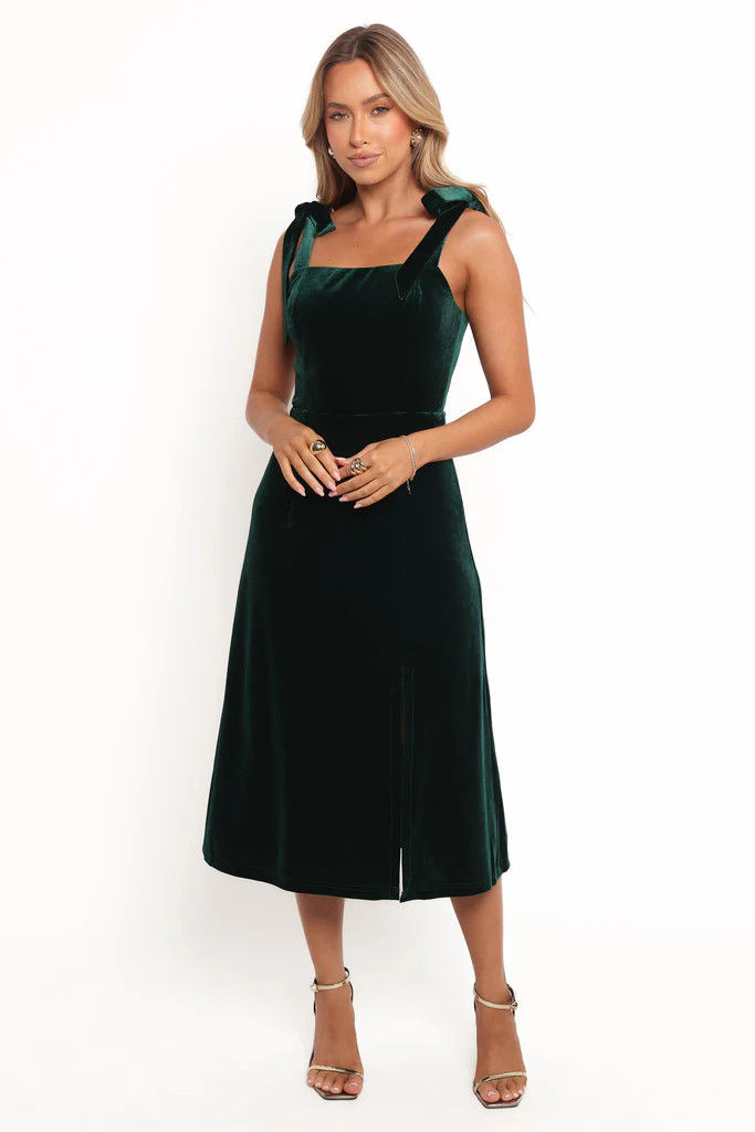 Laurel Velvet Midi Dress - Emerald Green | Petal & Pup (US)