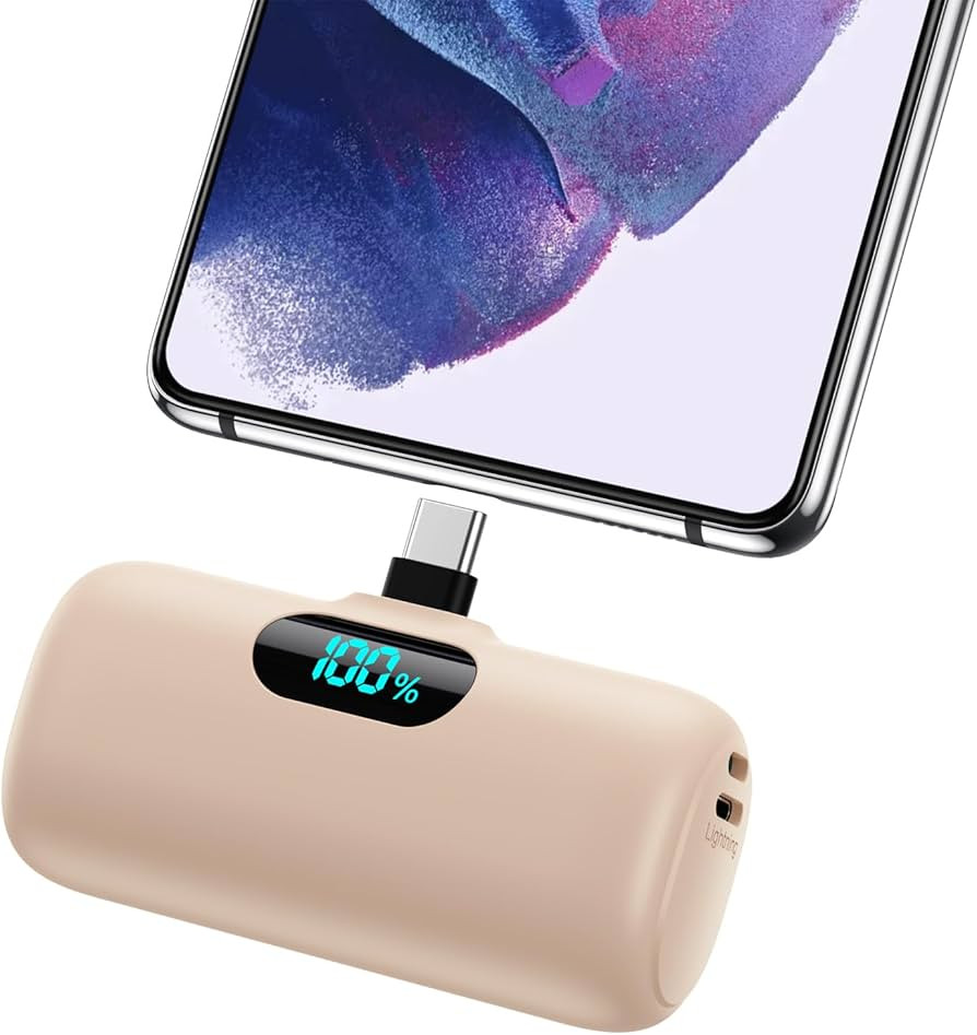 Mini Portable Charger 5000mAh Power Bank,15W PD USB C Cell Phone Portable Power, LCD Display Batt... | Amazon (US)
