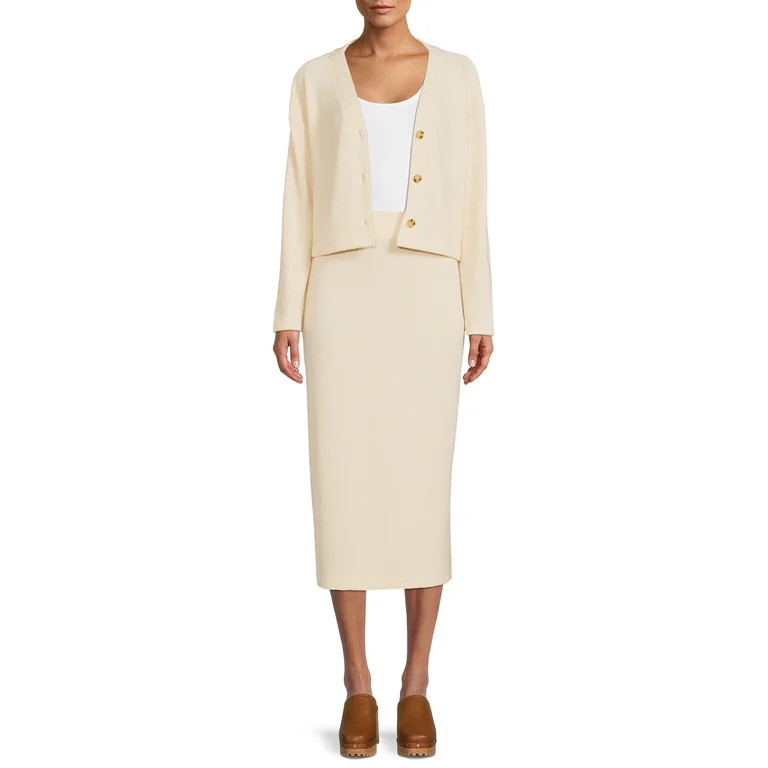 Time and Tru Women's Cardigan and Skirt, 2-Piece Set - Walmart.com | Walmart (US)