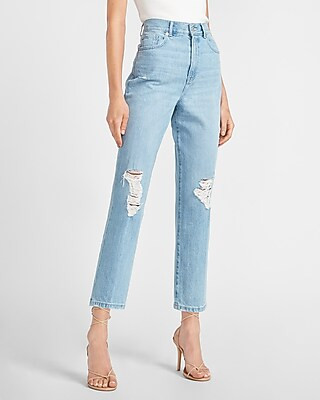 Super High Waisted Original Ripped Straight Jeans | Express