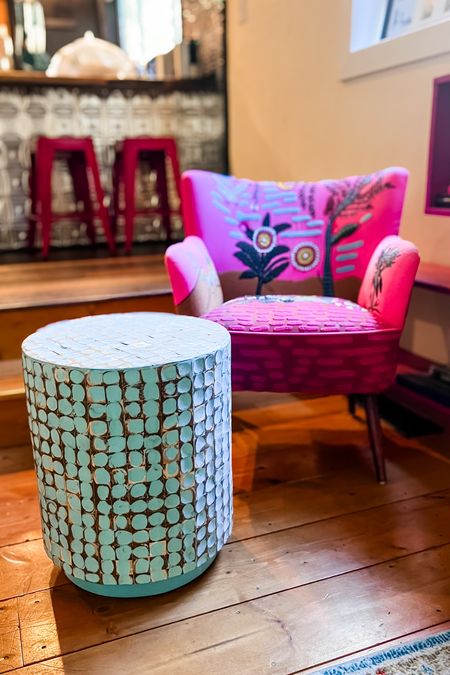 This anthropology chair gives all the vintage vibes. Love the pop of color & the side table compliments it beautifully. Such a pretty statement piece for the mid century home 

#LTKhome