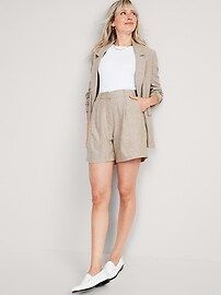 Extra High-Waisted Taylor Linen-Blend Trouser Shorts for Women -- 6-inch inseam | Old Navy (US)