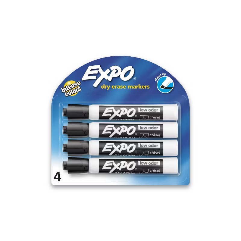 Expo 4pk Dry Erase Markers Chisel Tip Black | Target