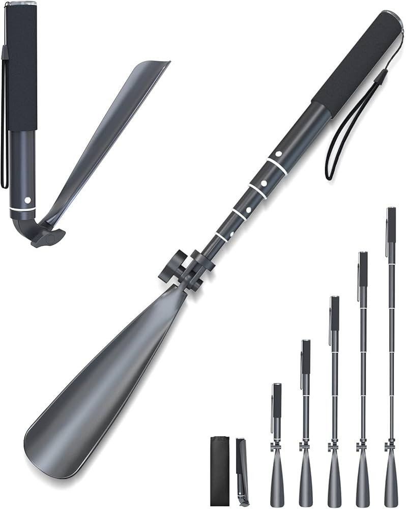 Zeerun Portable Long Metal Shoe Horn 8.5-39“, Telescopic Aluminum Alloy Dressing Aid Stick Long... | Amazon (US)