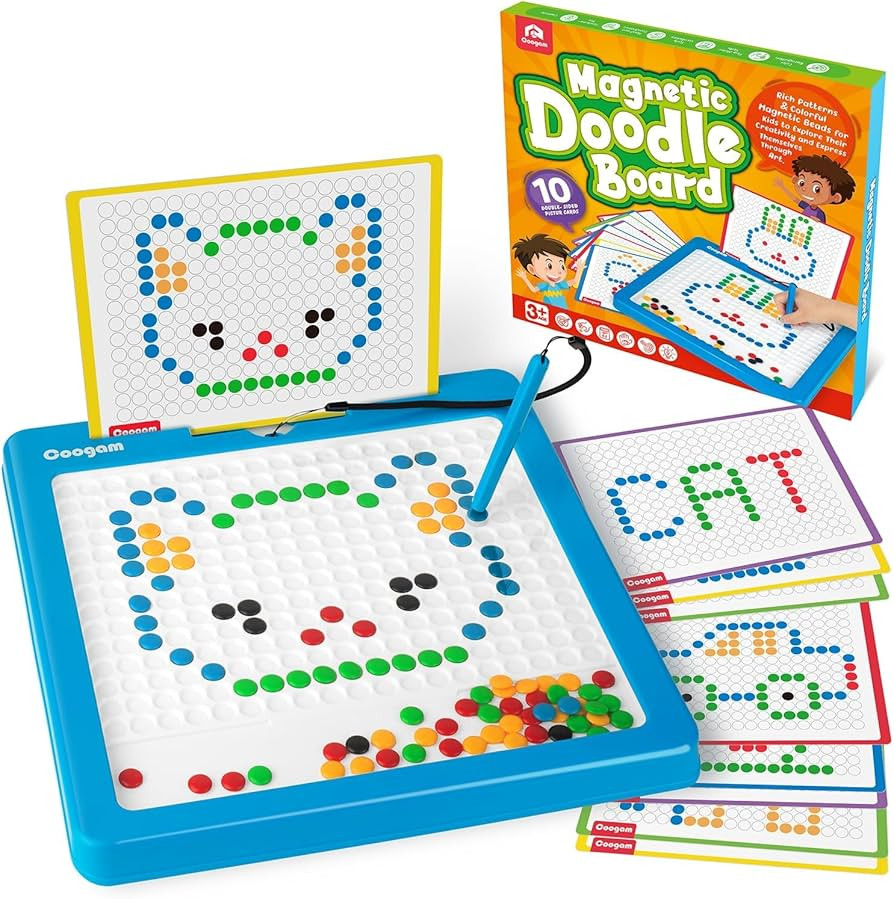 Coogam Magnetic Drawing Board, Large Magnet Doodle Board with Pen and Dot Beads, Color Shape Pattern | Amazon (US)