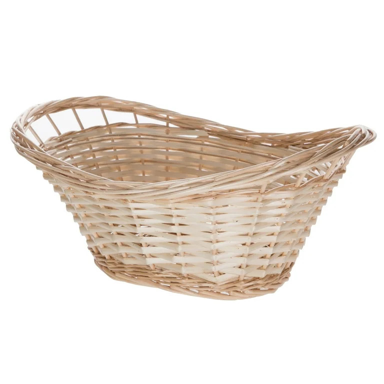 Mainstays Decorative Oval Split Willow Basket with Cutout Handles, 16.14\u201d L x 11.42\u201d W ... | Walmart (US)