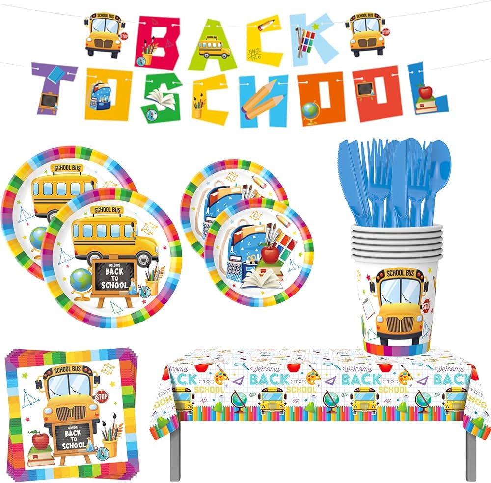 177PCS School Bus Party Plates and Napkins Party Supplies, Back to School Party Tableware Set, Pa... | Amazon (US)