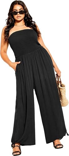 City Chic Women's Plus Size Jumpsuit - Smocked, 24 Black | Amazon (US)