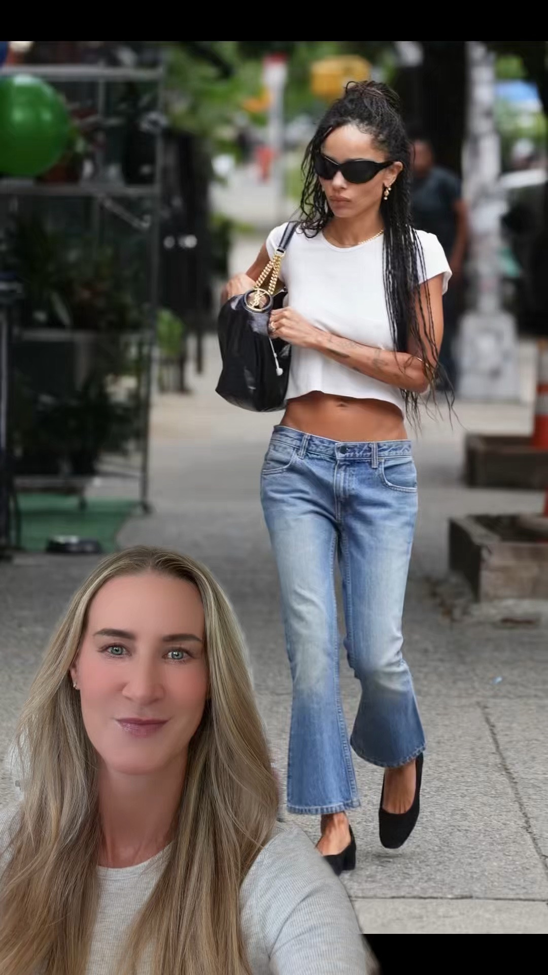 Zoë Kravitz just proved the simplest outfits are sometimes the best. 🤍 Her vintage jeans aren’t available to shop, so I recreated her entire effortlessly cool look with pieces you can actually buy and I even tracked down the exact jeans she’s wearing for my fellow fashion detectives. Classic denim, a cropped white tee, black flats and the perfect black bag make this such an easy outfit to recreate now and wear straight into fall. 

📸 Image licensed from @gr8images