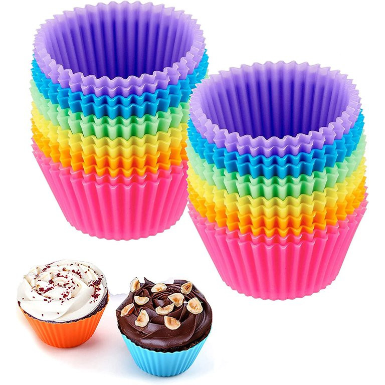 Dofulay Silicone Cupcake Liners,24Pcs Reusable Muffin Liners Cake Cup Baking Cup (Multicolor) - W... | Walmart (US)