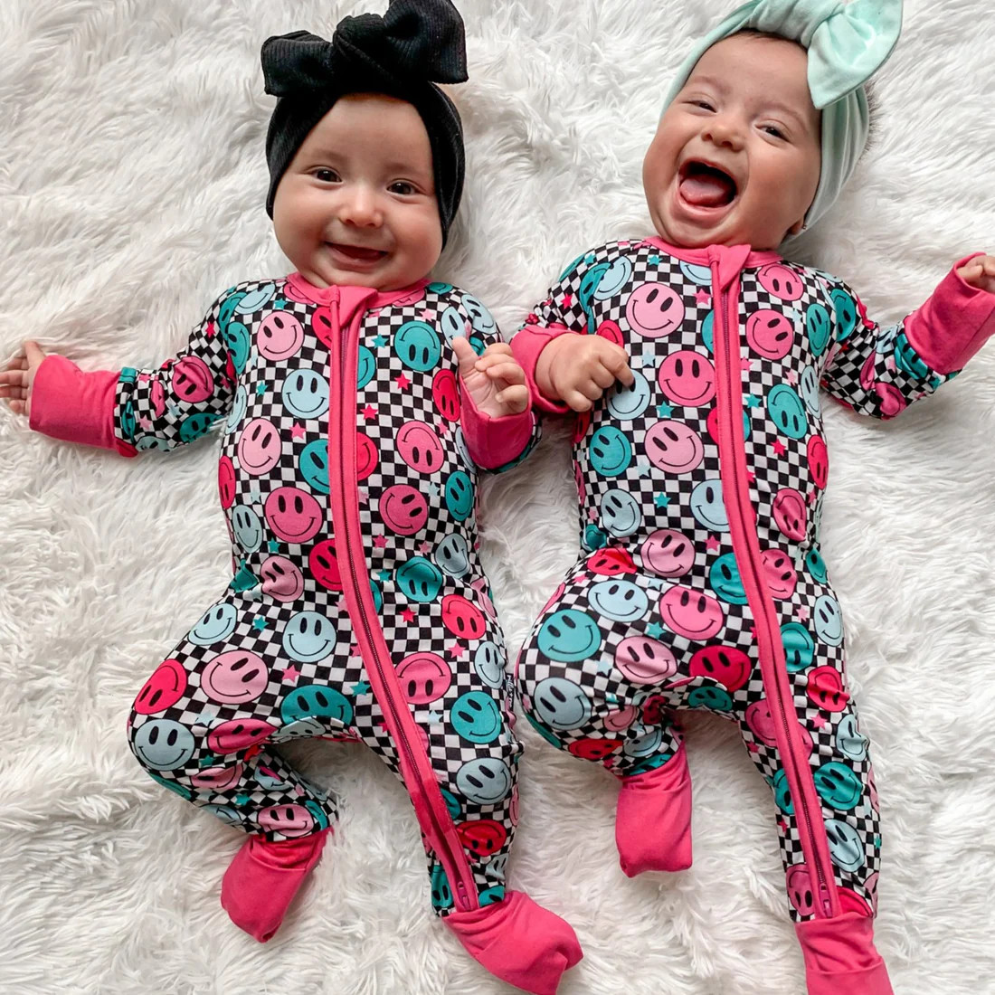 ZIP ROMPER - Pink Check Smile | millie + roo