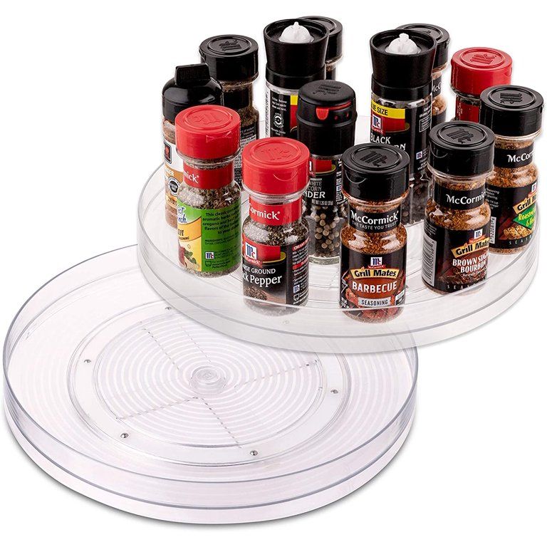Homeries Round Lazy Susan Rotating Spice Turntable - Clear Food Storage Container for Kitchen, Di... | Walmart (US)
