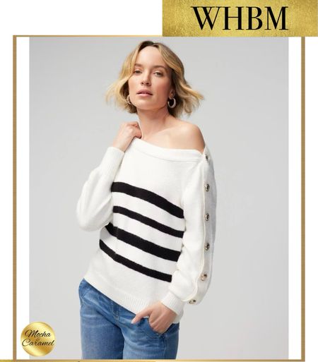 White House Black Market • Stripe Asymmetrical Button Pullover Sweater

#LTKworkwear #LTKstyletip #LTKover40