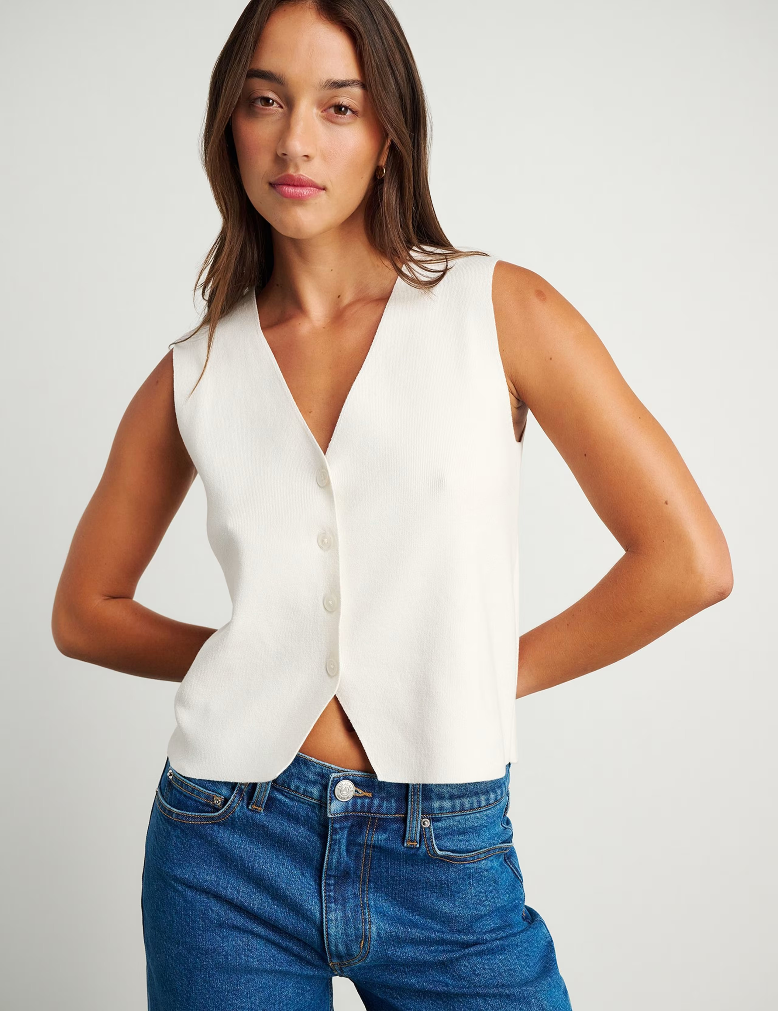 V-Neck Button Through Relaxed Knitted Vest | Marks & Spencer (UK)