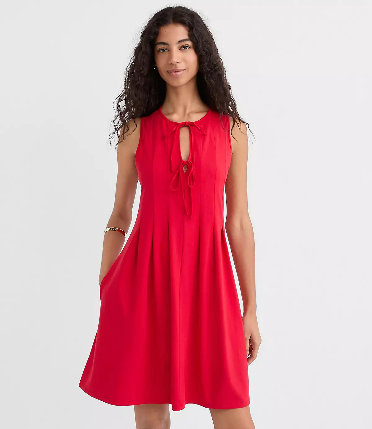Pintucked Bow Mini Pocket Dress | LOFT