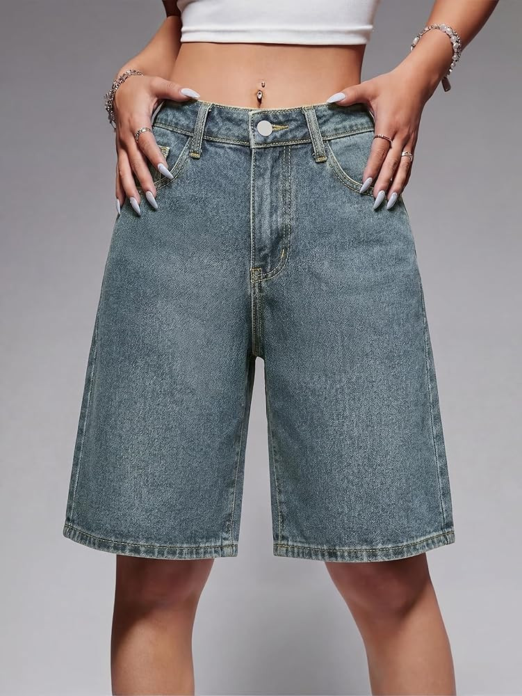EMMIOL Women Jorts Baggy Jeans Jorts Outfits Mid-High Waisted Denim Y2K Shorts Summer Bermuda Sho... | Amazon (US)