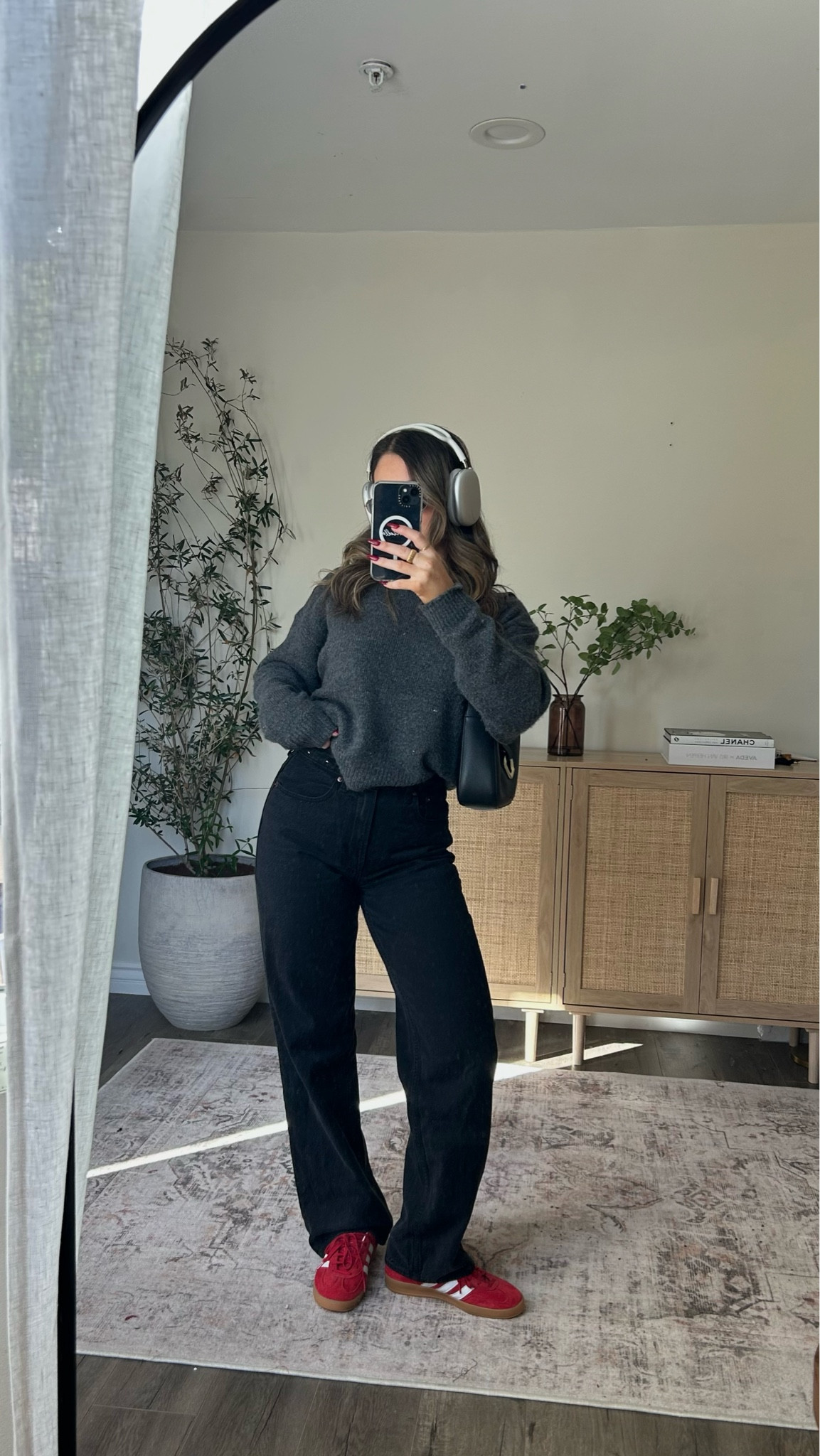 Grey sweater black jeans 
26 long
Red adidas gazelle


#LTKstyletip #LTKshoecrush