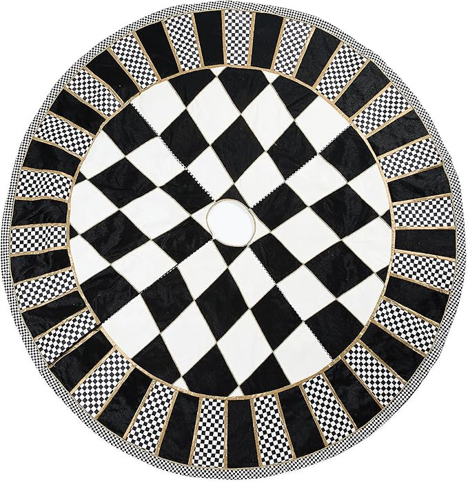 MACKENZIE-CHILDS Tree Skirt, Christmas Tree Rug for Holiday Decor, 60-Inch Diameter, Black-and-Wh... | Amazon (US)