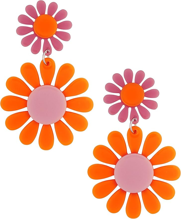 Sacina Hippie Daisy Earrings Dangle Earrings, Flower Earrings, Yellow Purple Floral Earrings, 70s... | Amazon (US)