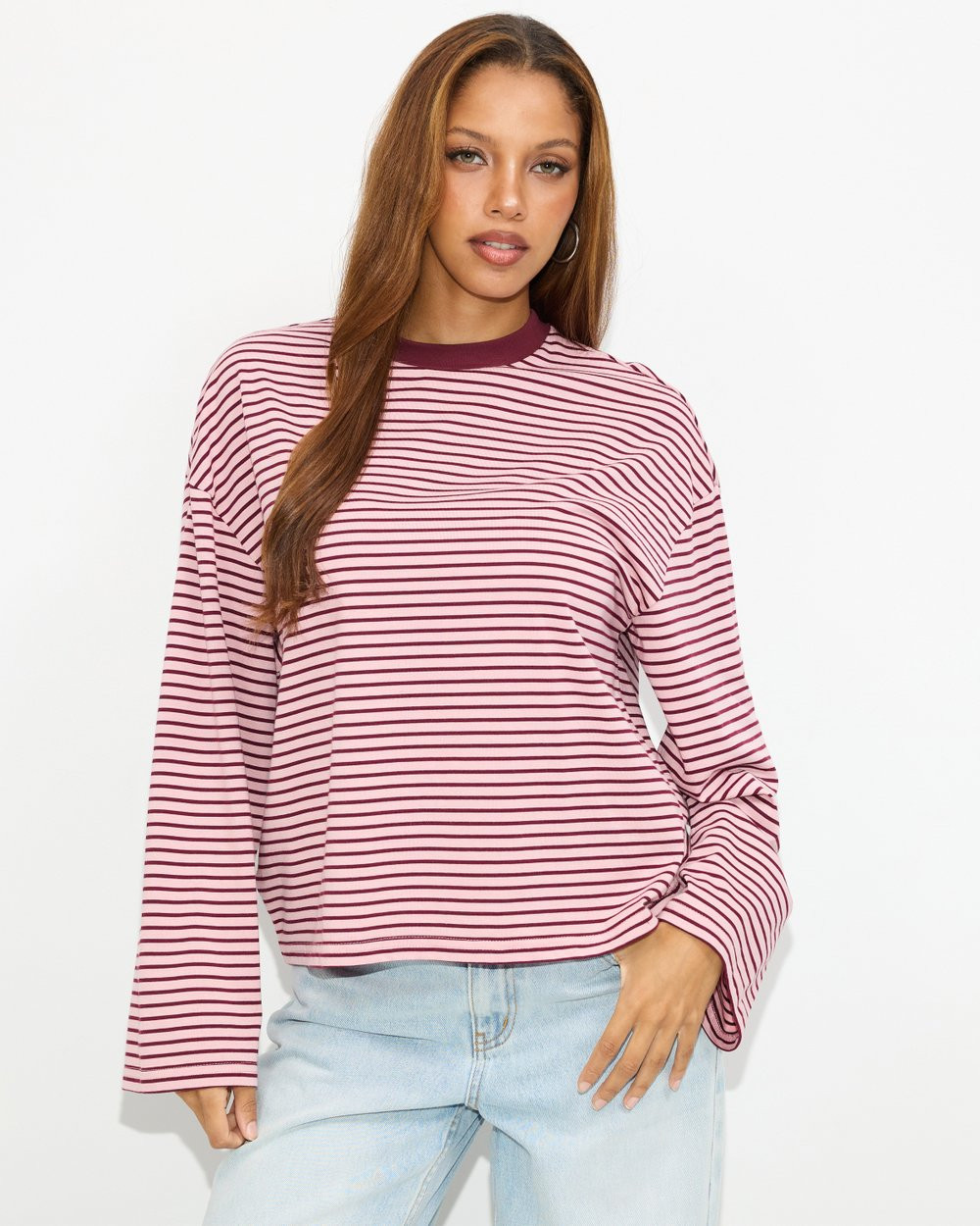 Nostalgia Stripe Oversized LS Tee | THE ICONIC (AU & NZ)