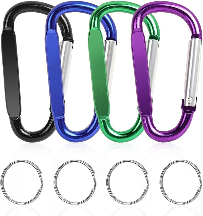 Heavy Duty Carabiner Clips, 3" Aluminum D Ring Shape Carabeaner Key Clip with Key Ring Keychain S... | Amazon (US)