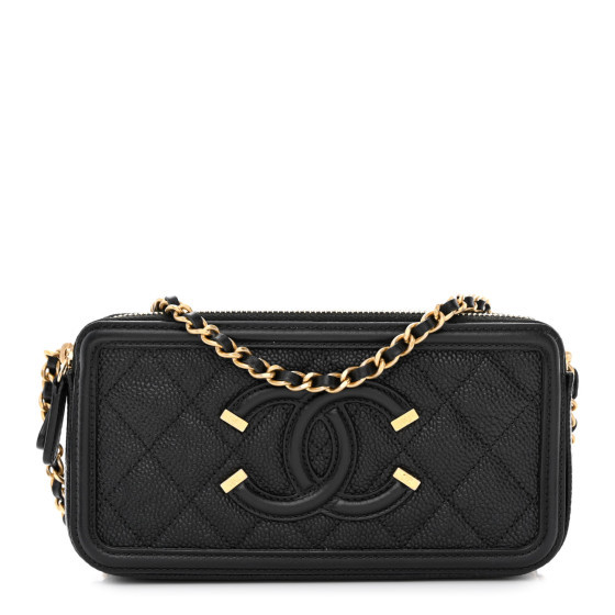 Caviar Quilted CC Filigree Clutch With Chain Black | FASHIONPHILE (US)
