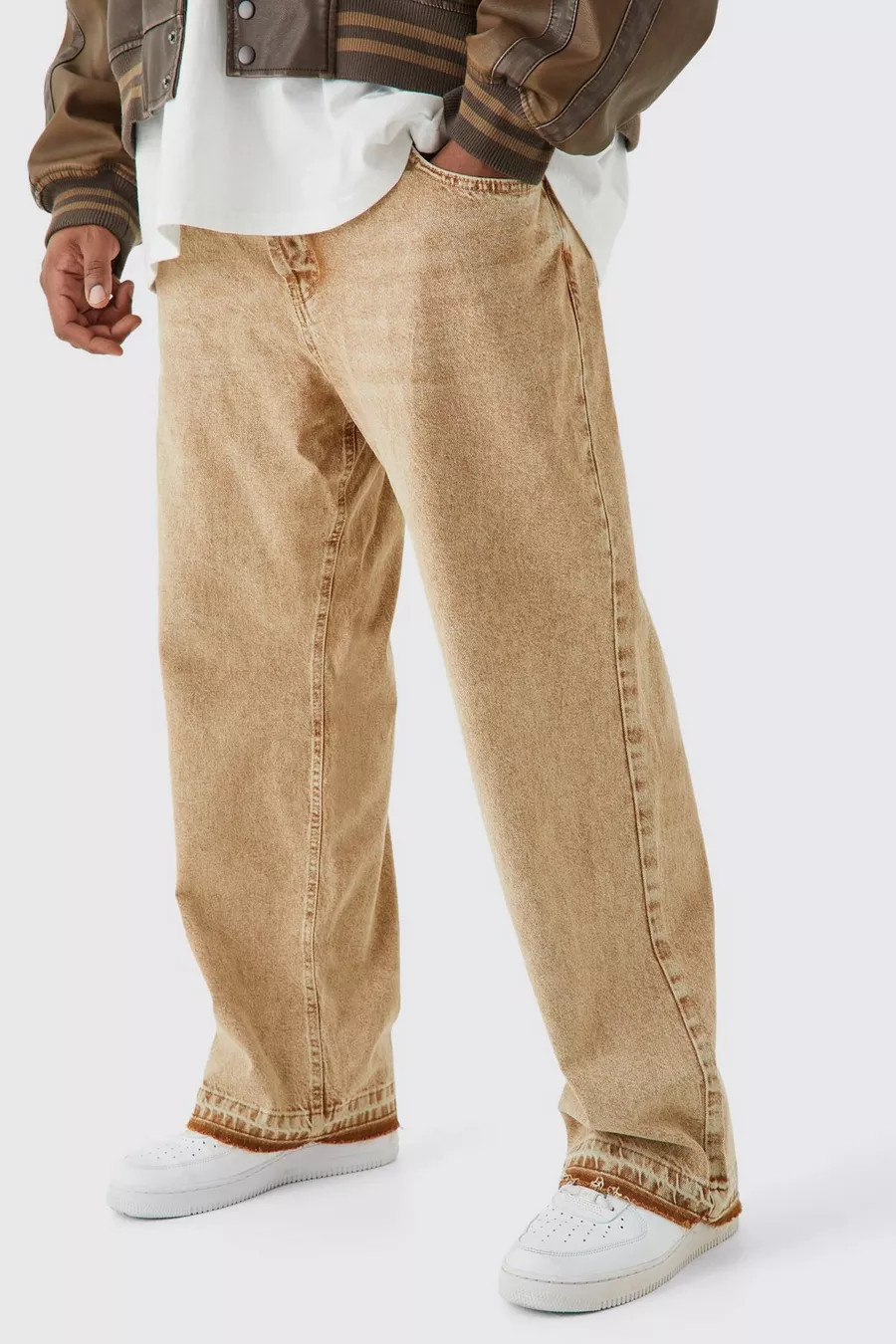 Plus Relaxed Rigid Overdye Let Down Hem Jean | boohoo (US & Canada)