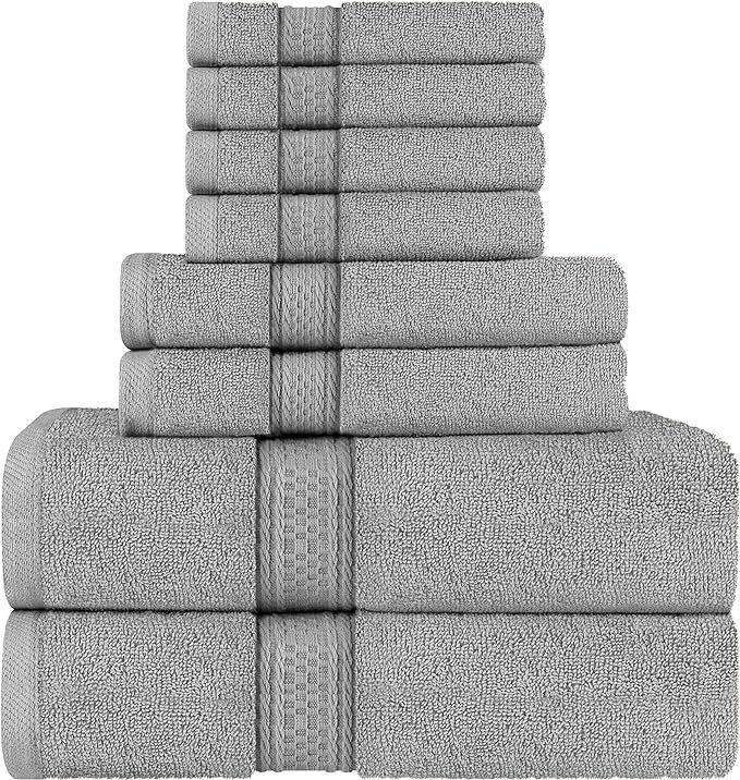 Utopia Towels Cool Grey, Towel Set, 2 Bath Towels, 2 Hand Towels, and 4 Washcloths, 600 GSM Ring ... | Amazon (US)