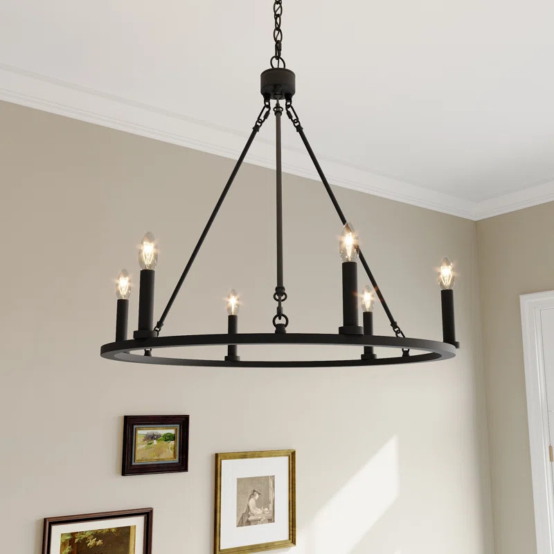 Avalee 6 - Light Steel Dimmable Wagon Wheel Chandelier UL Certified | Wayfair North America