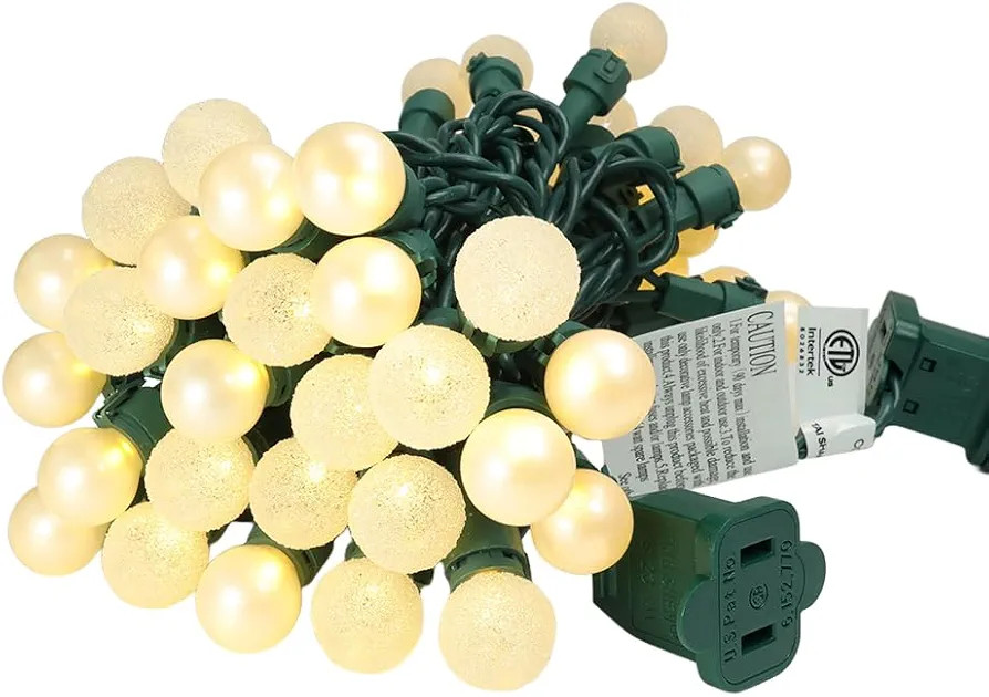 Christmas Lights 50 LED Warm White Pearl G15 Glass Berry,Globe String Light Plug in Wateproof Ext... | Amazon (US)