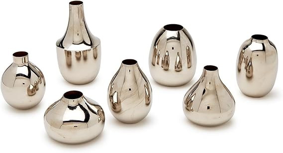 Two's Company Silver Array Silver-Plated Nickel Vases, Set of 7, Home Decor and Accessories, AAI0... | Amazon (US)