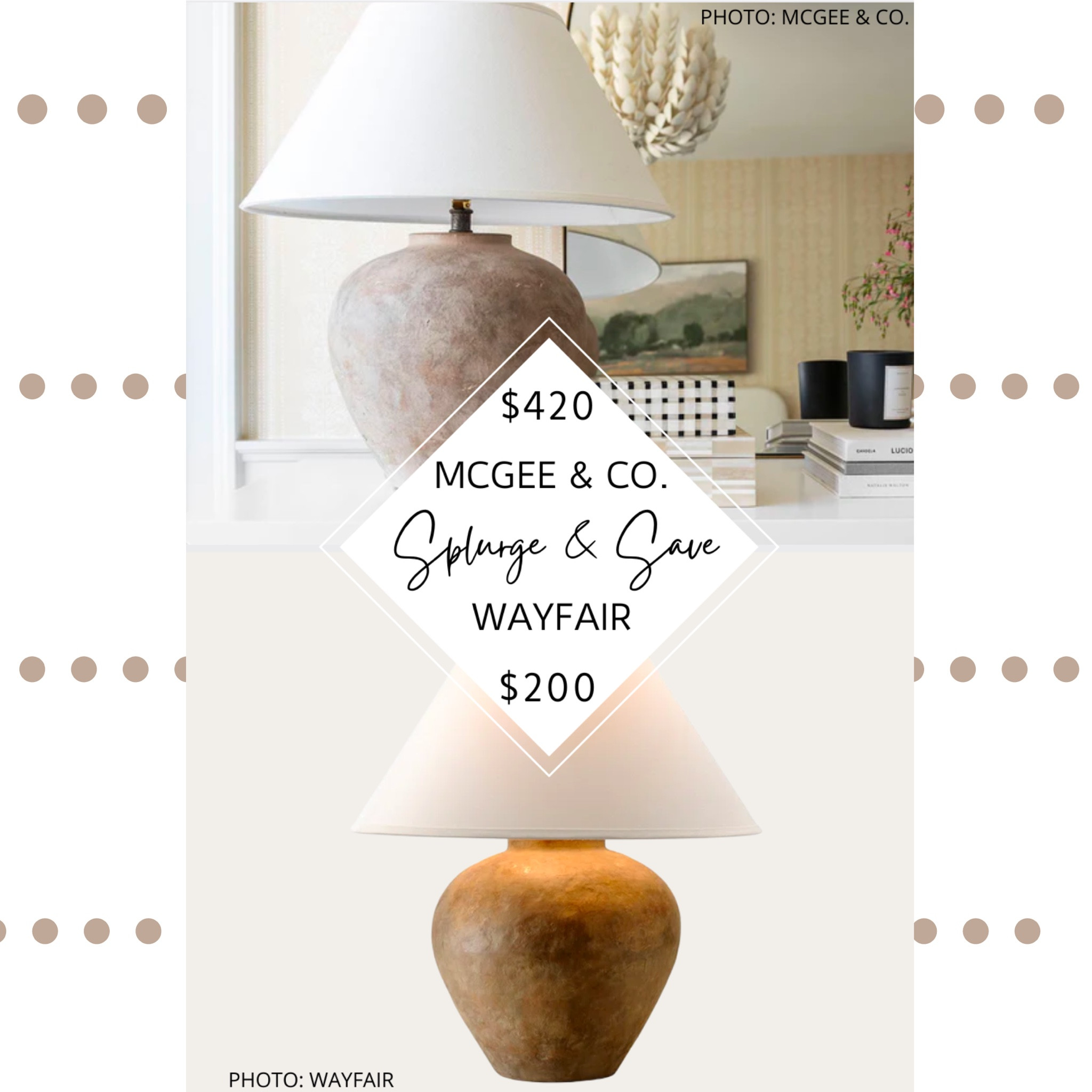 🚨New Find🚨McGee and Co.’s Decker Table Lamp features a curved base, natural texture, vintage design, and a white fabric cone shade. 

Wayfair’s Dobra 23" Table Lamp features an earthy, aged texture, a curved body, and a tapered shade. 

#mcgeeandco #studiomcgee #lamp #tablelamp #foundlamp #vintagelamp #lookforless #copycat #home #decor #homedecor #office #lighting.  McGee and Co. Decker Table lamp dupe.  Studio McGee Decker table lamp dupe. McGee and Co. Dupes. Studio McGee dupes. Decorating on a budget. Home decor on a budget. Luxury home decor. Found table lamp. Found lamp. Vintage style table lamp. Vintage style lamp.  Chalky table lamp. Vintage lighting. Studio McGee copycats. McGee and Co. Copycats.  Studio McGee looks for less. McGee and Co. Looks for less. 

#LTKsalealert #LTKhome #LTKstyletip