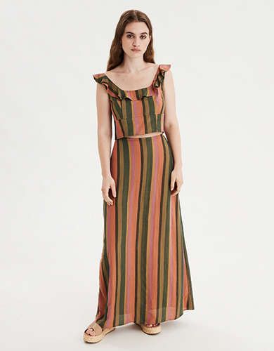 AE High-Waisted Striped Maxi Skirt | American Eagle Outfitters (US & CA)