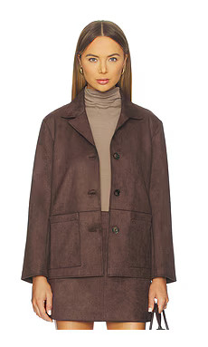 Elodie Hayes Vegan Suede Jacket in Deep Mahogany from Revolve.com | Revolve Clothing (Global)