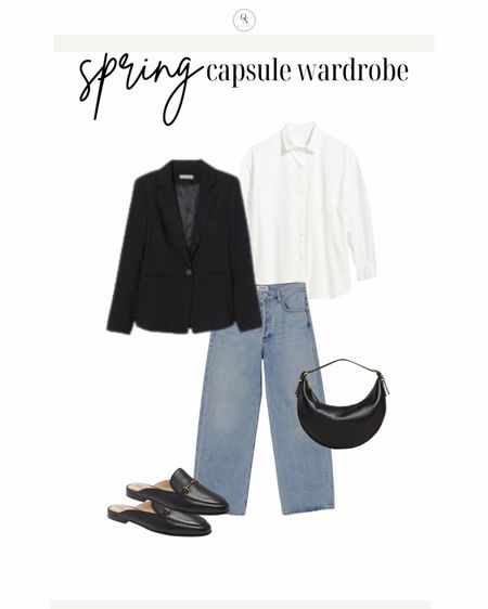 Black blazer outfit, ways to wear a black blazer 

The Spring Capsule Wardorbe is here! 18 pieces to make getting dressed easy, decrease decision fatigue and reduce your mental load this spring. All at a modest price point with all items including trench under $150.

1. Basic white tshirt
2. Cashmere sweater
3. Striped sweater
4. White button down
5. Black denim
6. Cream pants (not shown but linked)
7. Wide leg denim
8. Black blazer
9. Trench coat
10. Black mules
11. Cognac sandals
12. Black sling backs
13. Sneakers
14. Chain necklace
15. Black purse 
16. Black crossbody (not shown)
17. Cognac tote
18. Sunglasses

spring outfits, spring capsule, what to wear for spring, spring outfits for women, travel spring outfits, spring essentials, sprint closet essentials, spring wardrobe essentials

#LTKSeasonal #LTKSpringSale