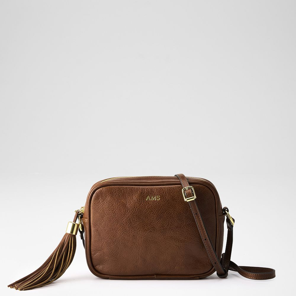 Build Your Crossbody, Glossy Chocolate Leather | Mark and Graham