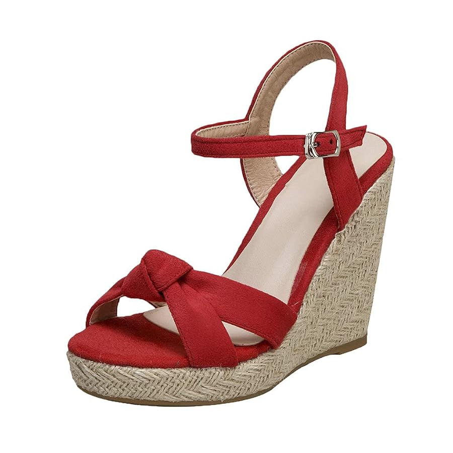 Shinelly Women Espadrille Wedge Platform Sandals with Buckle Strap | Amazon (US)