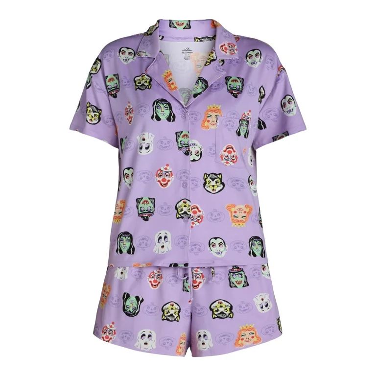 Halloween Women’s Monster Print Shorty Pajama Set from Way to Celebrate, 2-Piece, Sizes XS-3X | Walmart (US)