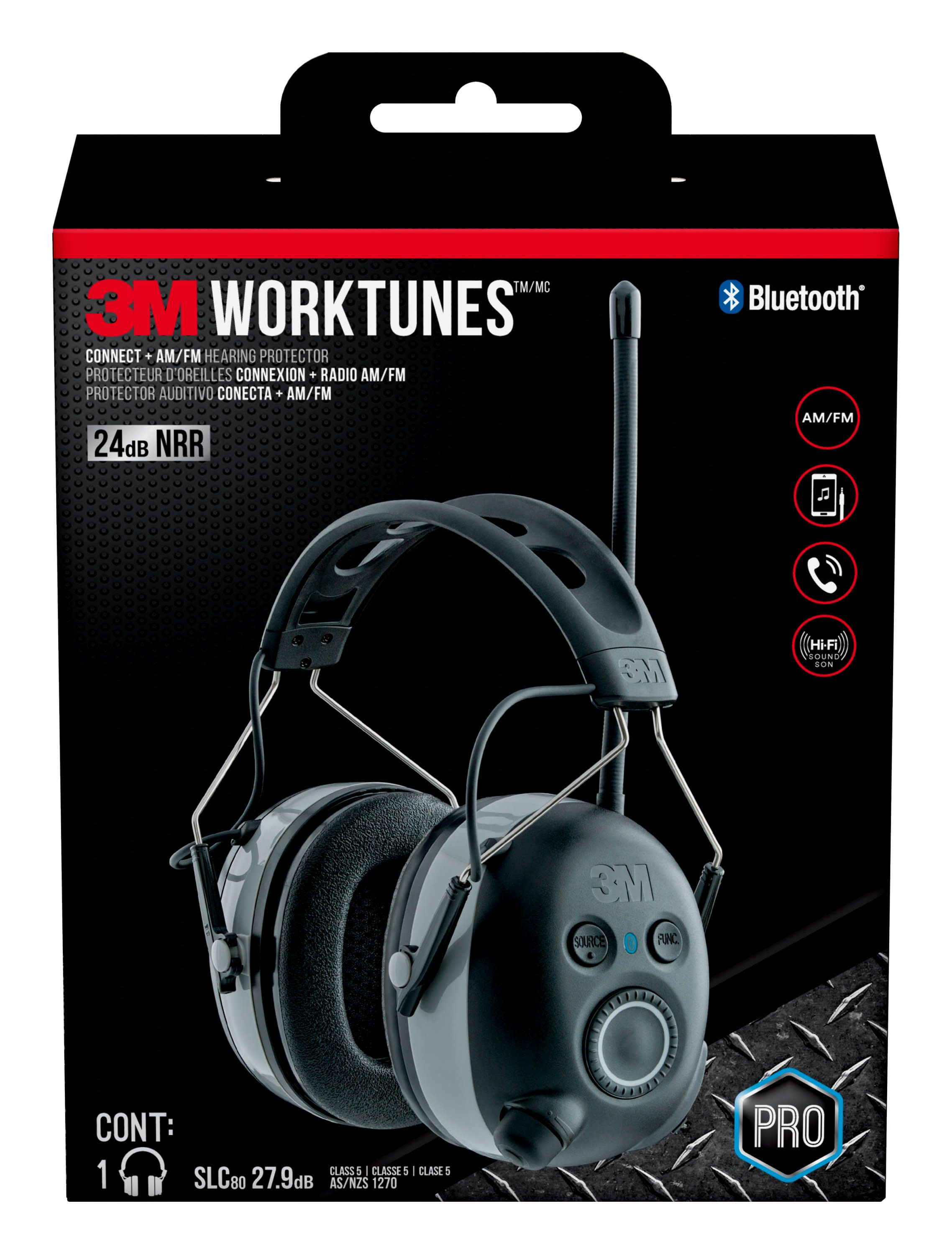 3M WorkTunes Connect + AM/FM Reusable Both Hearing Protection Earmuffs with AM/FM Radio Bluetooth Compatibility 24 dB Noise Reduction Rating | Lowe's
