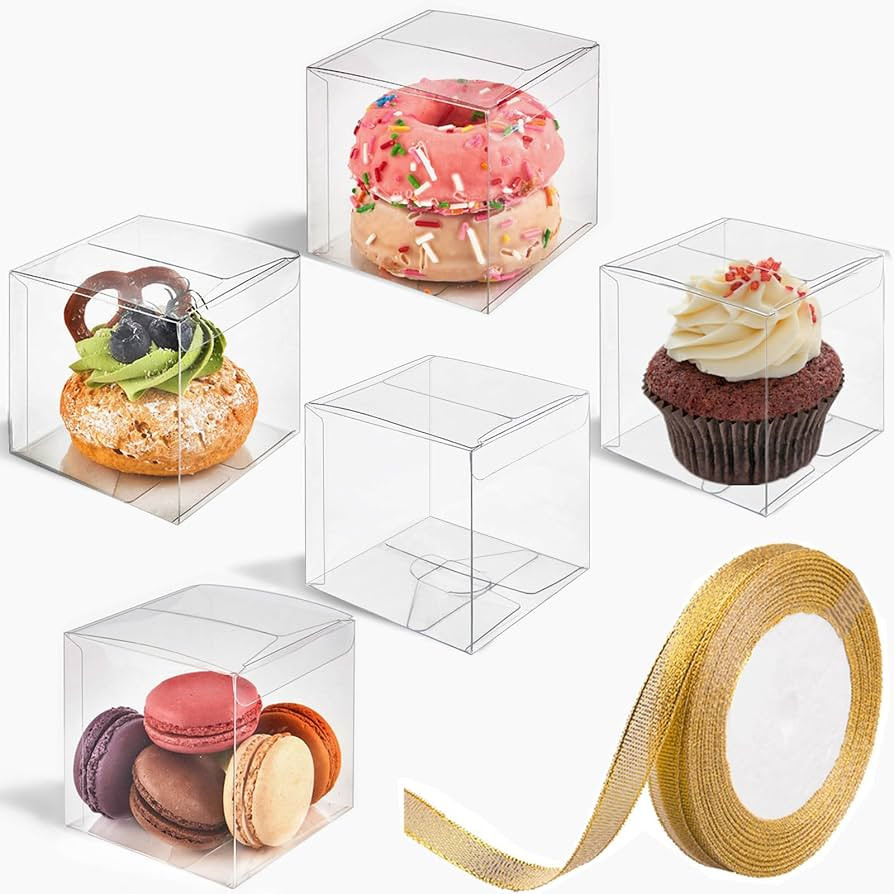 JOERSH 3x3x3 Inches Clear Favor Boxes with Gift Ribbons 30 PCS Transparent Plastic Cube Party Fav... | Amazon (US)