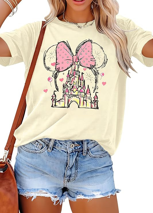 Women Magic Kingdom Shirt Castle Graphic Shirts Casual Family Vacation Holiday T Shirt Cute Short... | Amazon (US)