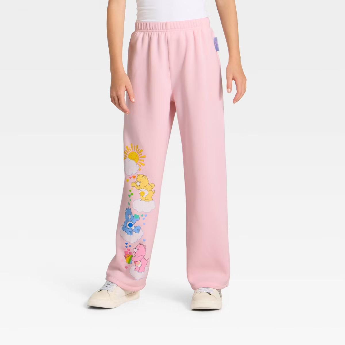 Girls' Care Bears Wide Leg Fleece Sweatpants - Light Pink | Target