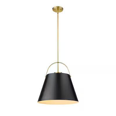 Z-Lite  Z-Studio Matte Black + Heritage Brass Industrial Cone Pendant Light | Lowe's