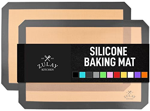 Zulay Kitchen Silicone Baking Mat Set – 2-Pack 16.5″ × 11.6″ Reusable Non-Stick Silicone Baking Sheets, Food-Safe, Heat-Resistant up to 250°F – Perfect for Cookies, Pastries & Oven Use (Dark Gray) | Amazon (US)