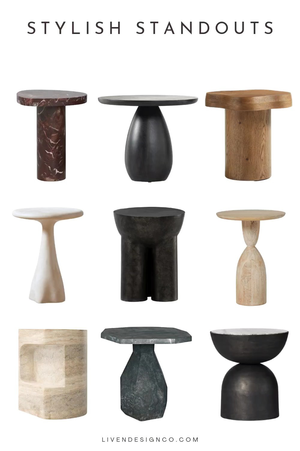 Sculptural side table. Accent table. Marble side table. Curved side table. Wood side table. Modern side table. Pedestal table. Living room 

#LTKHome #LTKSaleAlert #LTKSeasonal
